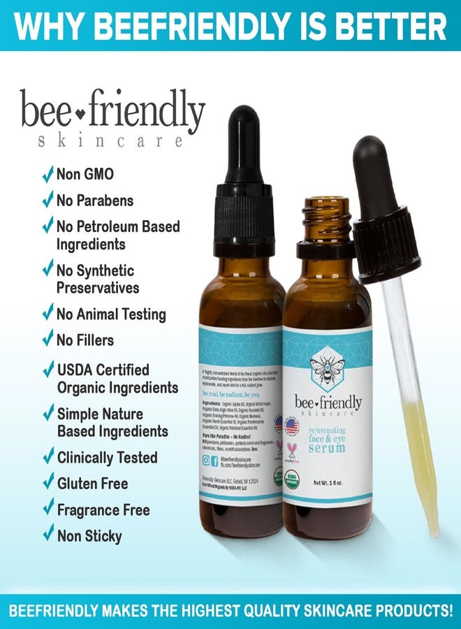 BeeFriendly Organic Face & Eye Serum By BeeFriendly, Deep Hydration, Nourishes, Tightens, and Firms Facial Skin, and Lifts Facial Skin USDA Certified & All Natural Serum for Face, Women or Men, 1 oz - Image 4